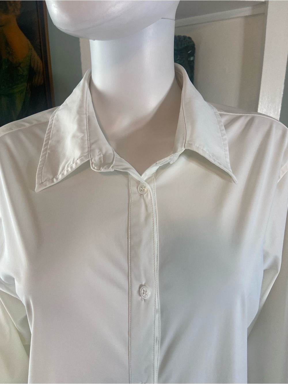Carbon38 Off White Oversized Tunic Long Button Up Down Shirt Midi Dress XSmall - Picture 6 of 14